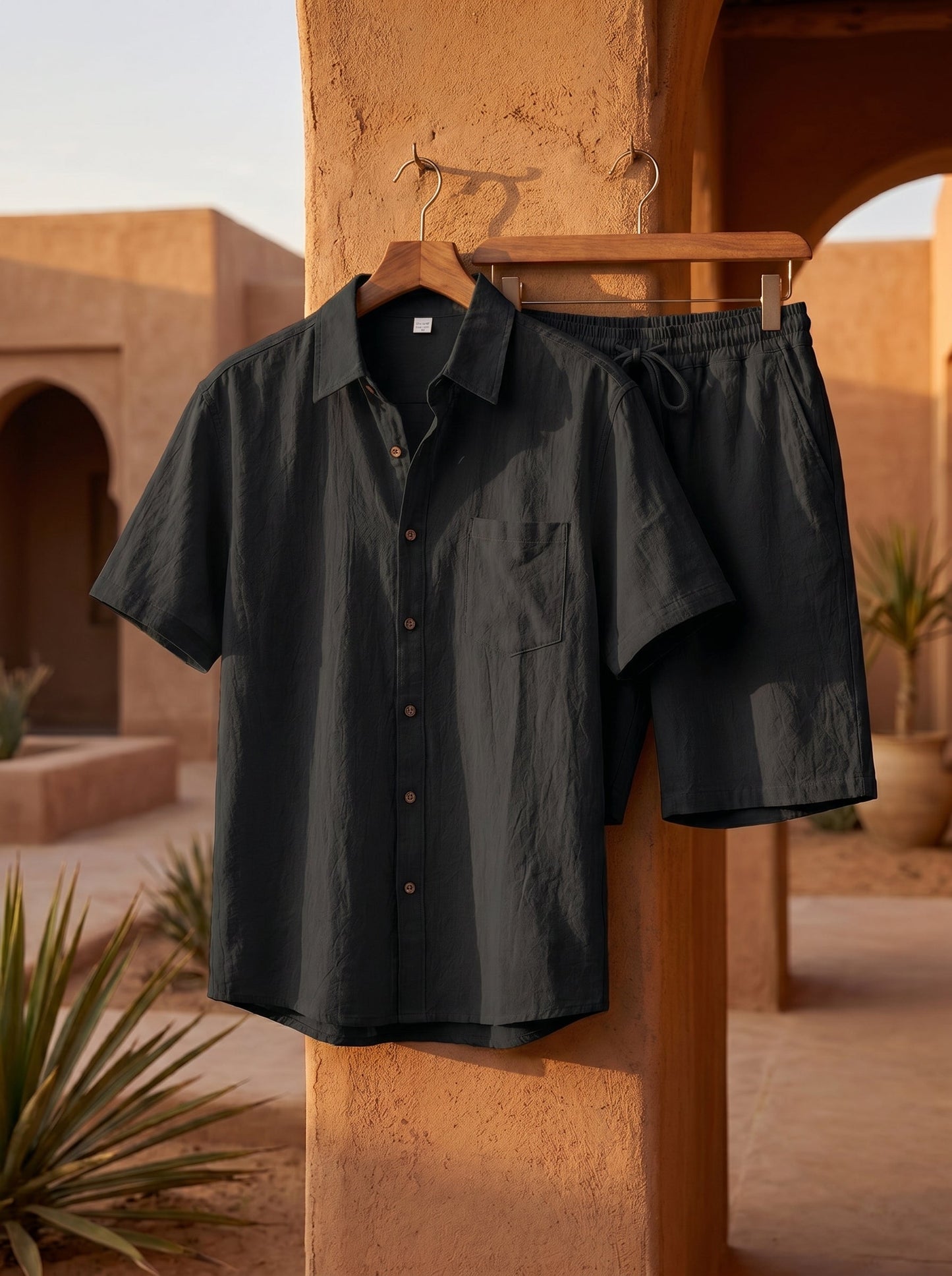 Xavier Linen-Blend Short-Sleeve Set